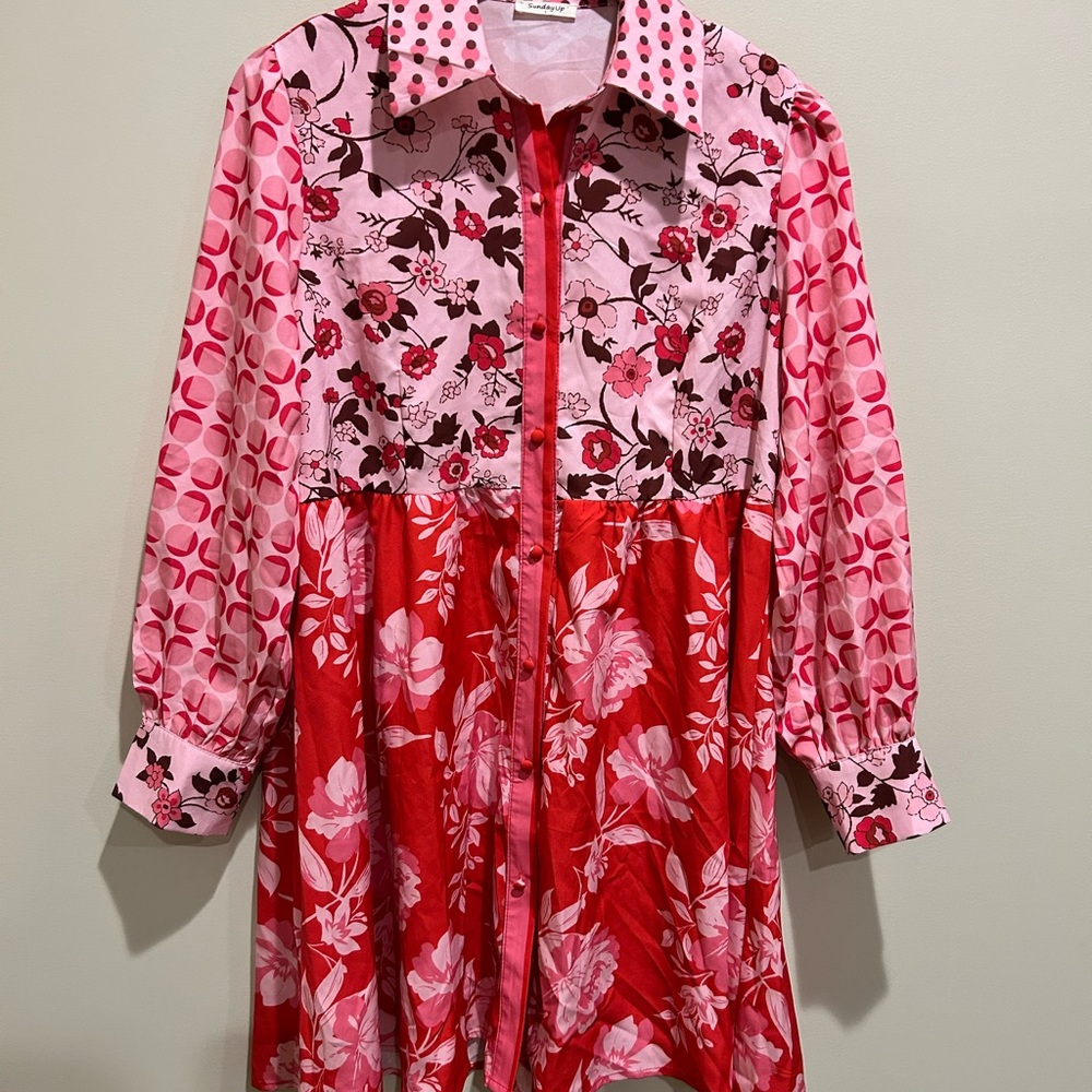 Floral Pink and Red Dress